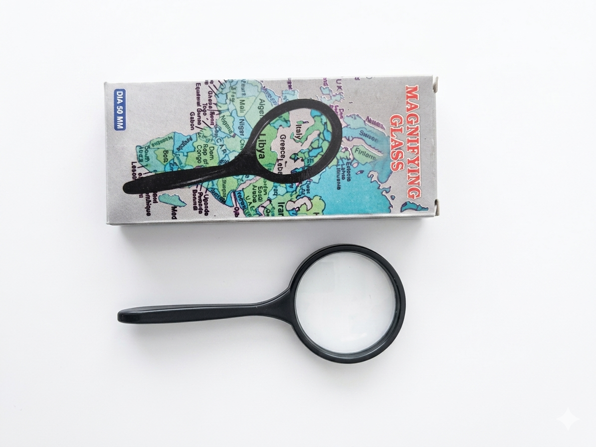 50MM Magnifying Glass for Reading Small Print, Handheld Precision Magnifier with Clear Glass Lens & Ergonomic Handle