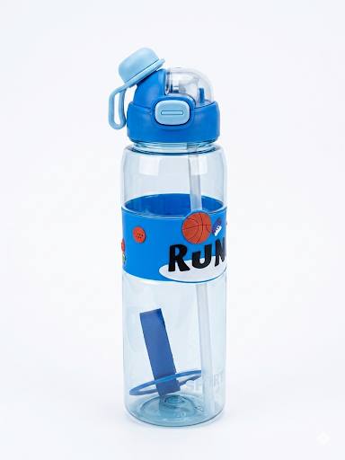 Harmal Store Sport Run Insulated Water Bottle with Straw - Leak-Proof Sports Fitness Flask with Basketball Motif, Easy Carry Loop & Internal Storage Hydration Band for School, Gym, Cup Holder Friendly