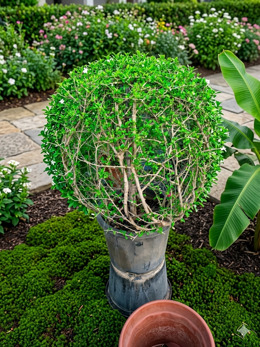 Carmona Microphylla Globe Topiary Live Plant for Home & Garden, Ornamental Bonsai Style Indoor Outdoor Plant with Decorative Pot, Green Topiary Plant for Décor