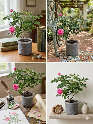 remium Miniature Pink Rose Plant Live for Home Garden, Ready-to-Grow Flowering Rose Plant in Reusable Grow Bag with Organic Potting Soil