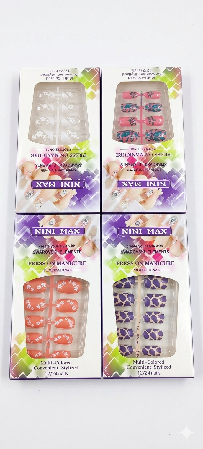 Harmal Store NINI MAX Premium Press-On Manicure Collection – DIY Fake Nails Enhanced with Genuine Swarovski Elements