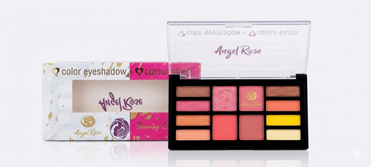 Harmal Store Angel Rose Makeup Palette | All-in-One Eyeshadow & Cheek Blush Combo Kit – Ultra-Blendable Long-Lasting Shimmers and Matte Face Pigments