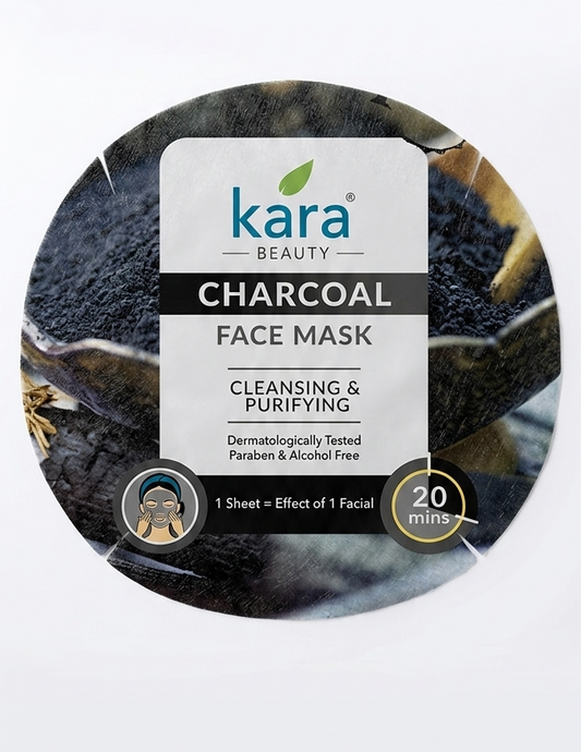 Kara Beauty Cleansing & Purifying Charcoal Mask | Premium Activated Charcoal Sheet Mask for Deep Pore Detox, Excess Oil Reduction & Smooth Skin Texture