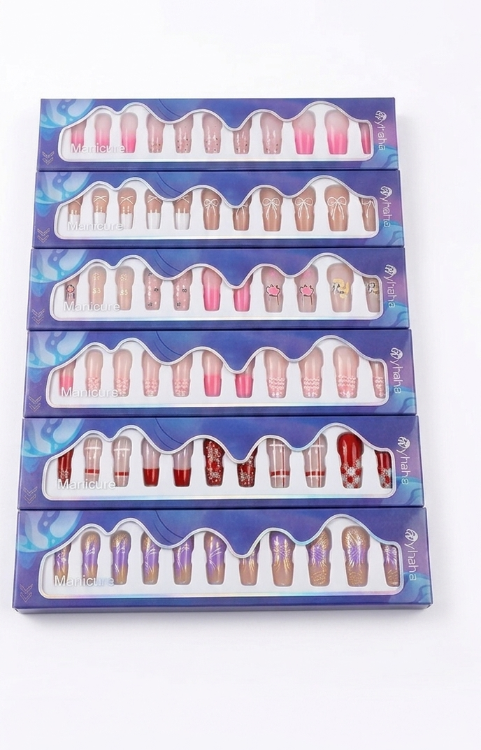 Luxury Press-On Nail Kit – 6 Glamorous Styles All-in-One Manicure Set | Matte, Chrome, Glitter & Metallic Finishes | Reusable False Nails with Easy Self-Application & No Messy Glue