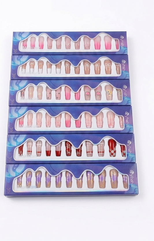 Luxury Press-On Nail Kit – 6 Glamorous Styles All-in-One Manicure Set | Matte, Chrome, Glitter & Metallic Finishes | Reusable False Nails with Easy Self-Application & No Messy Glue