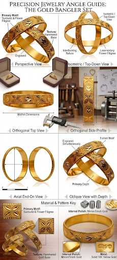 Harmal Store Gold Plated Sunburst & Flower Filigree Bangles | Antique Hammered Gold Finish Statement Kada Set with Mirror-Polish Interior – Universal Size