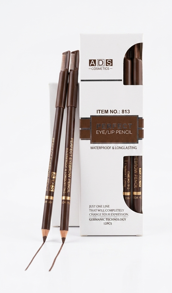 ADS Cosmetics 12-Piece Perfect Eye & Lip Liner Pencil Set – Waterproof, Smudge-Proof 24HR Longwear Formula, High-Pigment Matte Makeup Pencils with Dual-Use Blending Spoolie Caps