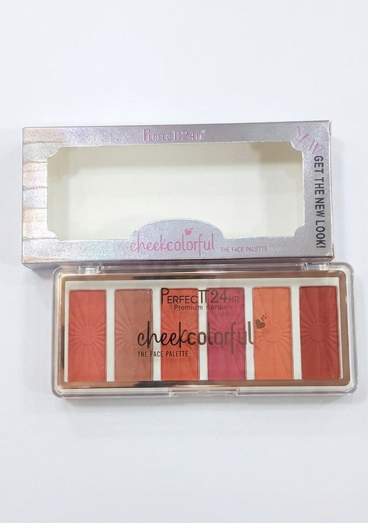 Harmal Store Perfect 24hr Premium Series Face Palette | 6 Textured Blush & Contour Pans – All-Day Wear Nourishing Formula with Clear Dust-Proof Case