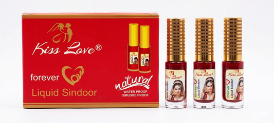 Kiss Love Forever Liquid Sindoor | Vibrant Red Non-Transfer Formula | Long-Lasting Waterproof Suhag Line with Premium Heart-Formula Packaging