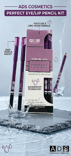 ADS Cosmetics 1-Piece Perfect Eye & Lip Liner Pencil Kit – Deep Purple Matte Makeup Pencils, Waterproof Smudge-Proof 24HR Longwear Formula