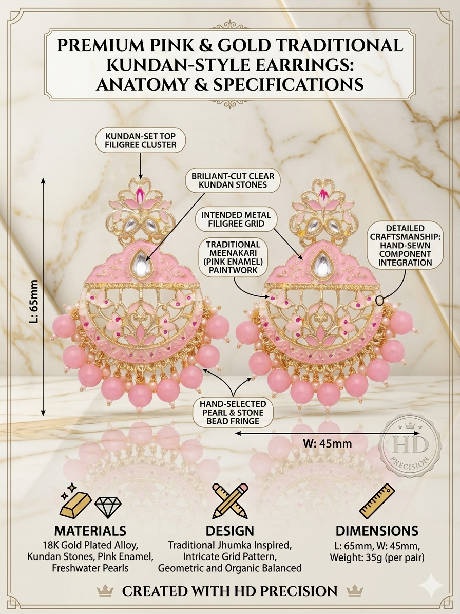 Statement Drop Earrings for Women – Long Gold-Tone Chandbali Style Earrings with Crystal Stones & Ghungroo Tassels for Wedding, Party & Festive Wear