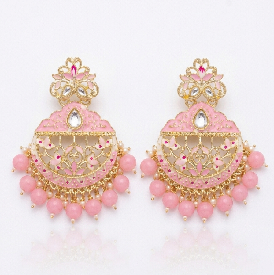 Statement Drop Earrings for Women – Long Gold-Tone Chandbali Style Earrings with Crystal Stones & Ghungroo Tassels for Wedding, Party & Festive Wear