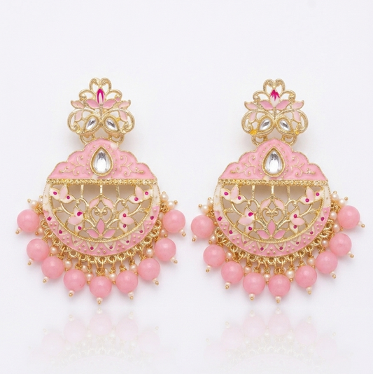 Statement Drop Earrings for Women – Long Gold-Tone Chandbali Style Earrings with Crystal Stones & Ghungroo Tassels for Wedding, Party & Festive Wear