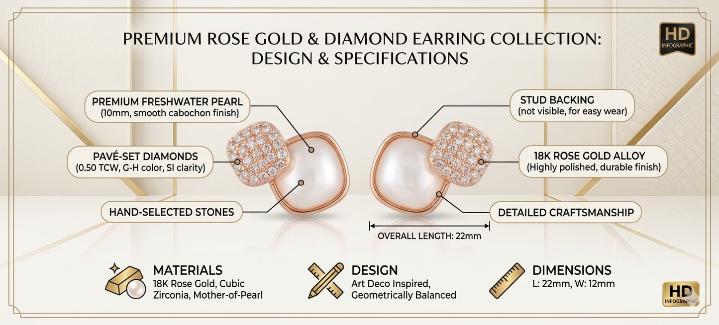 Rose Gold Infinity Hoop Earrings for Women – Cubic Zirconia Pave Huggie Earrings with Click Lock Closure, Elegant Minimalist Jewelry for Party & Daily Wear