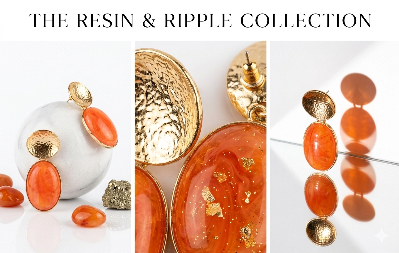Elegant Shimmer Flower Dangle Earrings – Iridescent Peach Bell Flower Drop Pendant with Premium Faceted Crystal Stud