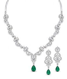 Harmal Store The Verdire Harmony Jewelry Set for Women – Sterling Silver Rhodium-Plated Choker Necklace & Matching Drop Earrings,