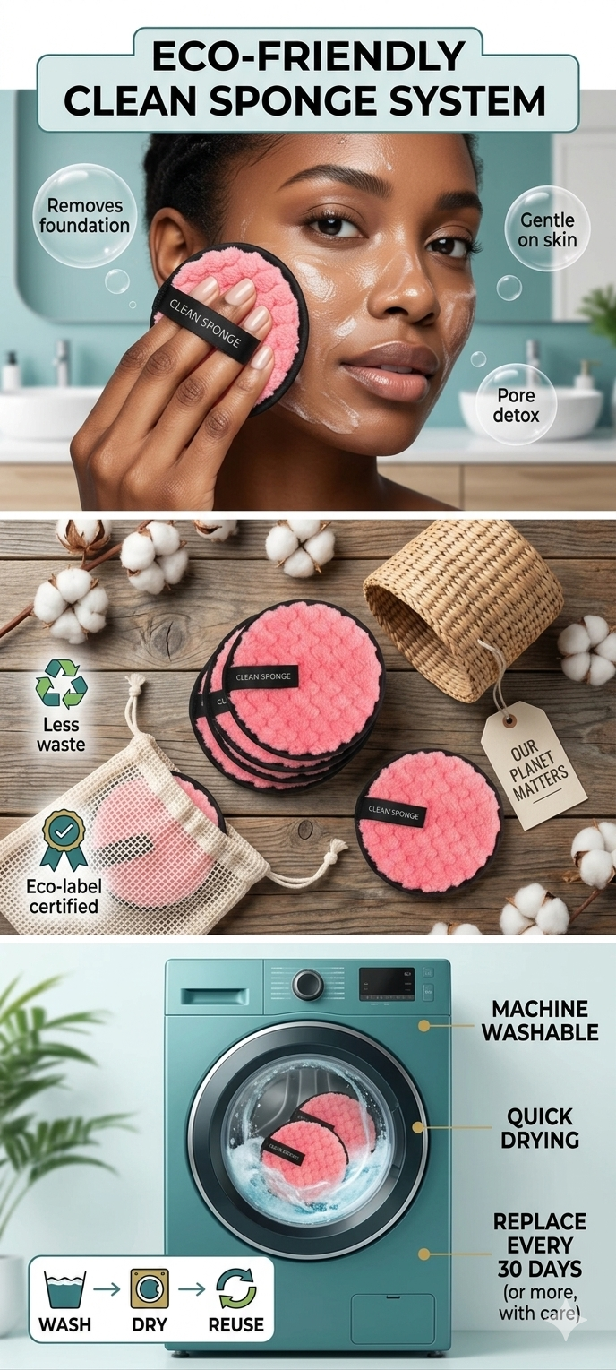 Reusable Makeup Remover Pads – Ultra Soft Microfiber Facial Cleansing Sponge for Deep Face Cleaning, Oil & Dirt Removal, Eco-Friendly Washable Cosmetic Pads for All Skin Types – Pink