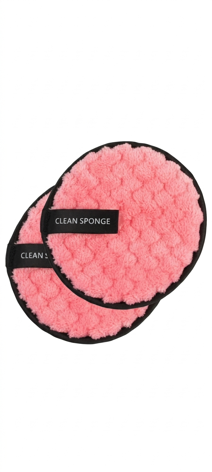 Reusable Makeup Remover Pads – Ultra Soft Microfiber Facial Cleansing Sponge for Deep Face Cleaning, Oil & Dirt Removal, Eco-Friendly Washable Cosmetic Pads for All Skin Types – Pink