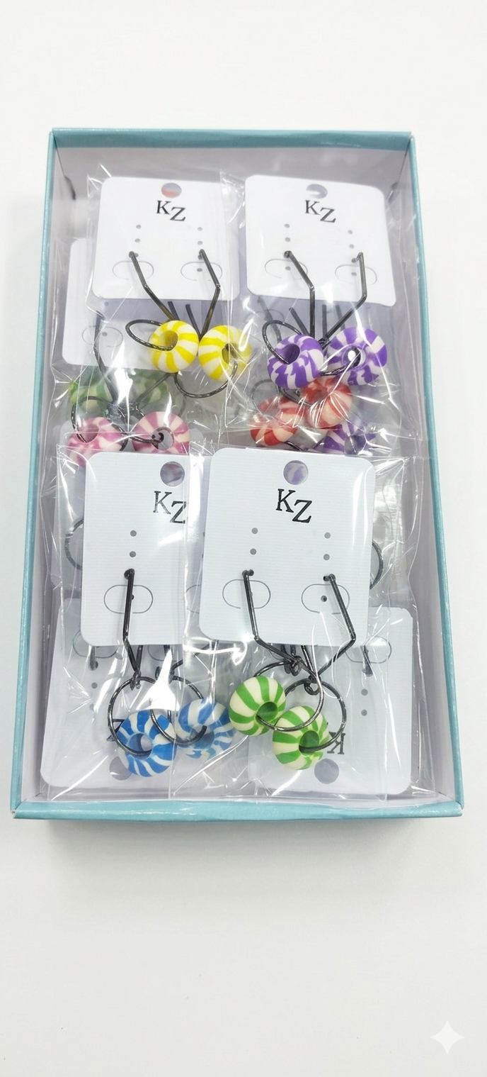 KZ Collection Candy Drop Earrings for Women, Lightweight Acrylic Swirl Bead Dangle Earrings with Gunmetal Finish, Hypoallergenic Fashion Jewelry for Daily Wear & Gifts