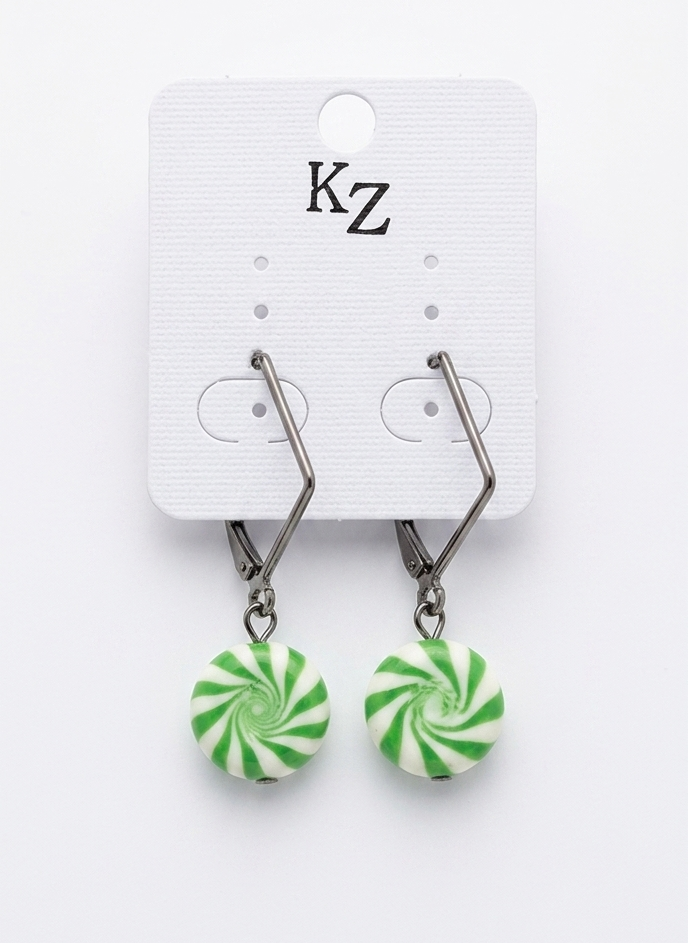 KZ Collection Candy Drop Earrings for Women, Lightweight Acrylic Swirl Bead Dangle Earrings with Gunmetal Finish, Hypoallergenic Fashion Jewelry for Daily Wear & Gifts