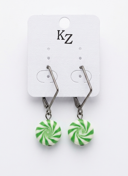 KZ Collection Candy Drop Earrings for Women, Lightweight Acrylic Swirl Bead Dangle Earrings with Gunmetal Finish, Hypoallergenic Fashion Jewelry for Daily Wear & Gifts