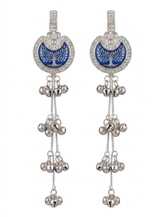 Statement Drop Earrings for Women – Long Gold-Tone Chandbali Style Earrings with Crystal Stones & Ghungroo Tassels for Wedding, Party & Festive Wear
