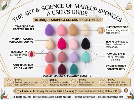Claria Makeup Sponge Set, 1-Piece Beauty Blender Sponges for Foundation, Concealer & Contouring, Soft Multi-Shape Cosmetic Applicators for Liquid, Cream & Powder Makeup