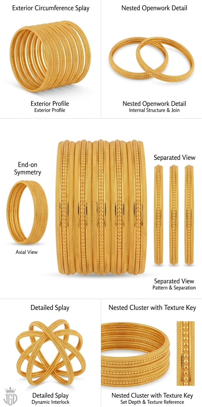 1 Gram Gold Plated Leaf Textured Bangle for Women set of 4 - 2.4cm Wide Premium Gold Plated Alloy Kada Bracelet with Sparkling Facets, Traditional Textured Leaf Design Jewelry Gift for Festive Wear