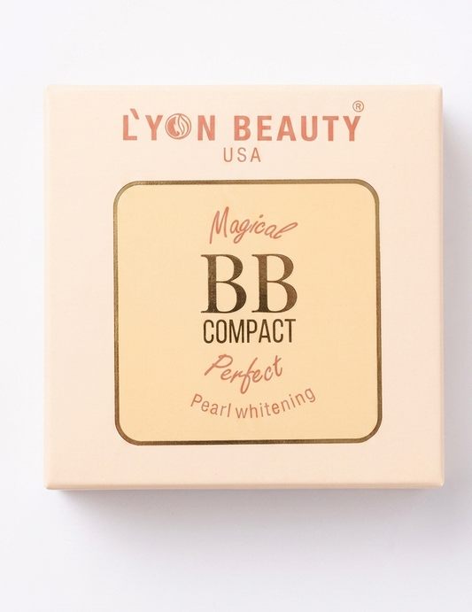 Lyon Beauty USA Magic BB Compact Perfect Pearl Whitening | SPF 15 BB Compact Powder with Niacinamide & Hyaluronic Acid | Lightweight Full Coverage Makeup Compact for Flawless Skin Finish