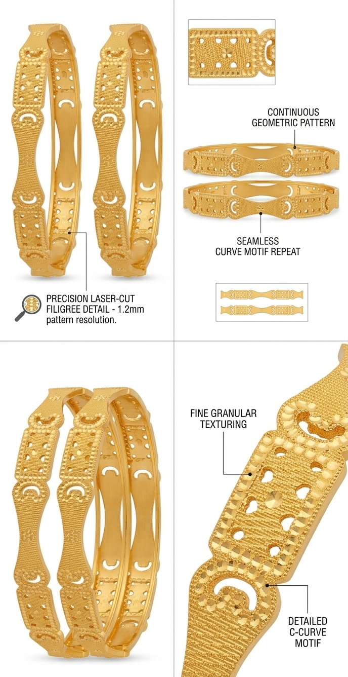Traditional Gold Plated Jhumka Bangles for Women | Laser Cut Filigree Ethnic Kada Bracelet Set | Indian Bridal Wedding Jewelry Bangles