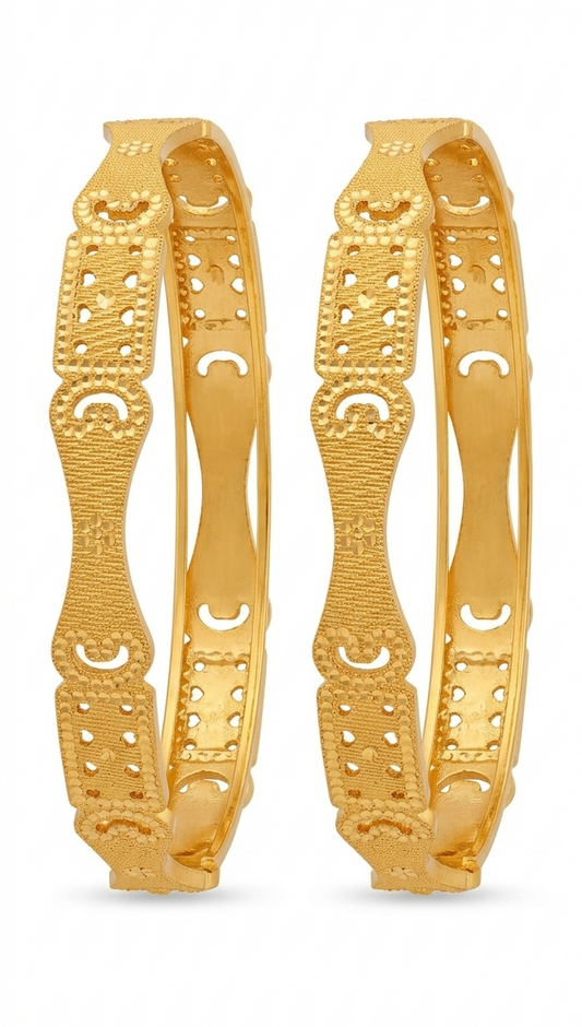 Traditional Gold Plated Jhumka Bangles for Women | Laser Cut Filigree Ethnic Kada Bracelet Set | Indian Bridal Wedding Jewelry Bangles