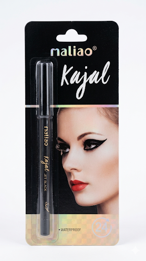 Maliao Kajal Jet Black Waterproof Eyeliner Pencil | 24 Hour Smudge Proof Long Lasting Kajal for Women | Intense Black Eye Makeup