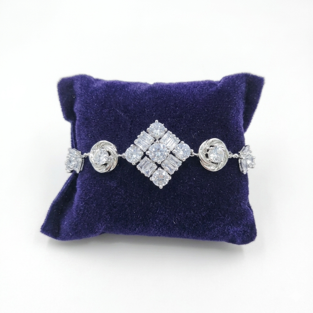 Sterling Silver Diamond Bracelet for Women | Brilliant Cut Geometric Tennis Bracelet | Elegant Luxury Party & Wedding Jewelry