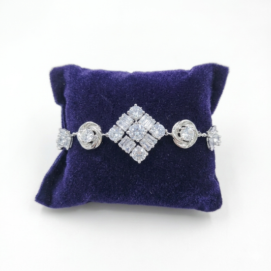 Sterling Silver Diamond Bracelet for Women | Brilliant Cut Geometric Tennis Bracelet | Elegant Luxury Party & Wedding Jewelry