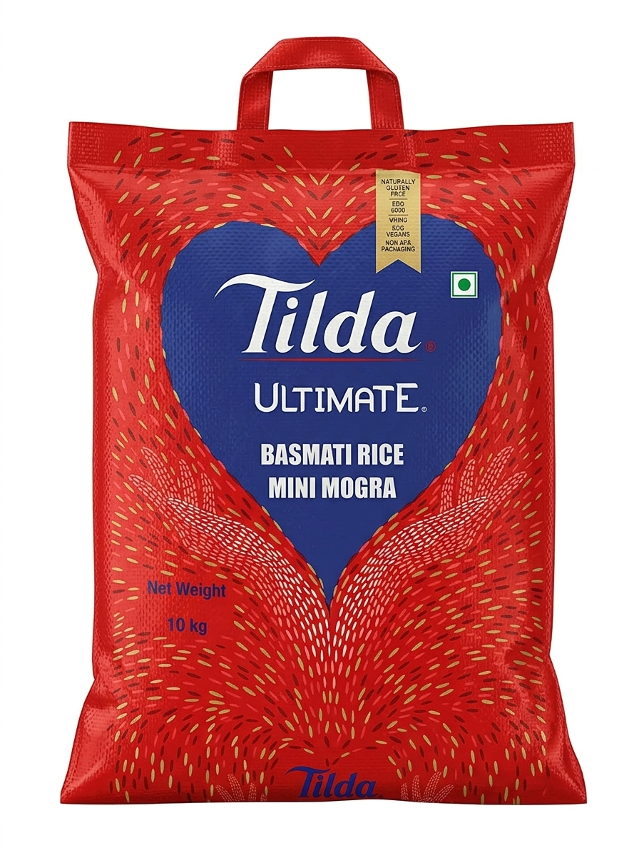 Tilda Ultimate Mini Mogra Basmati Rice 10kg | Premium Daily Rice | Naturally Aromatic & Fluffy | Aged for Rich Flavor | 100% Vegetarian | Non-Sticky Long Grain Rice
