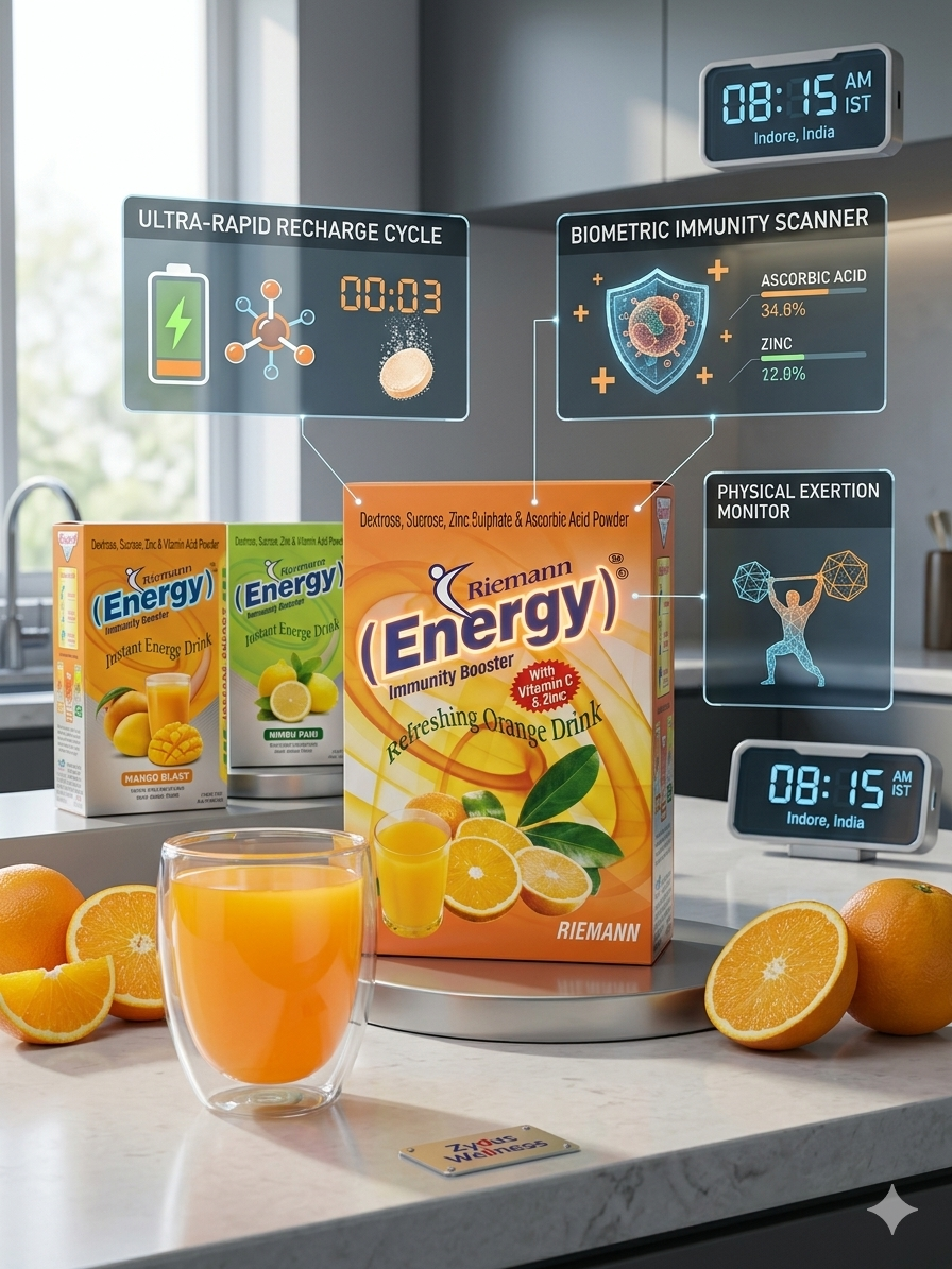 Refreshing orange drink powder enriched with Vitamin C and Zinc to support daily wellness and provide a delicious, energizing beverage experience.