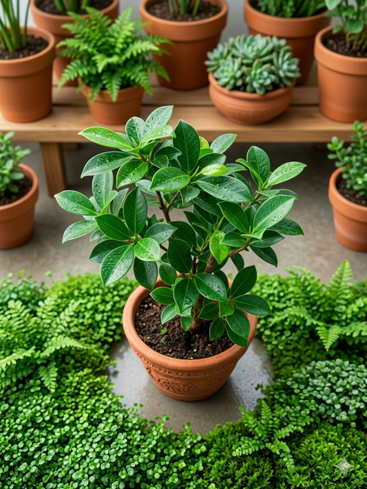 Ficus Microcarpa Live Plant – Evergreen Indoor Air Purifying Plant, Low Maintenance Ornamental Houseplant for Home, Office & Tabletop Décor