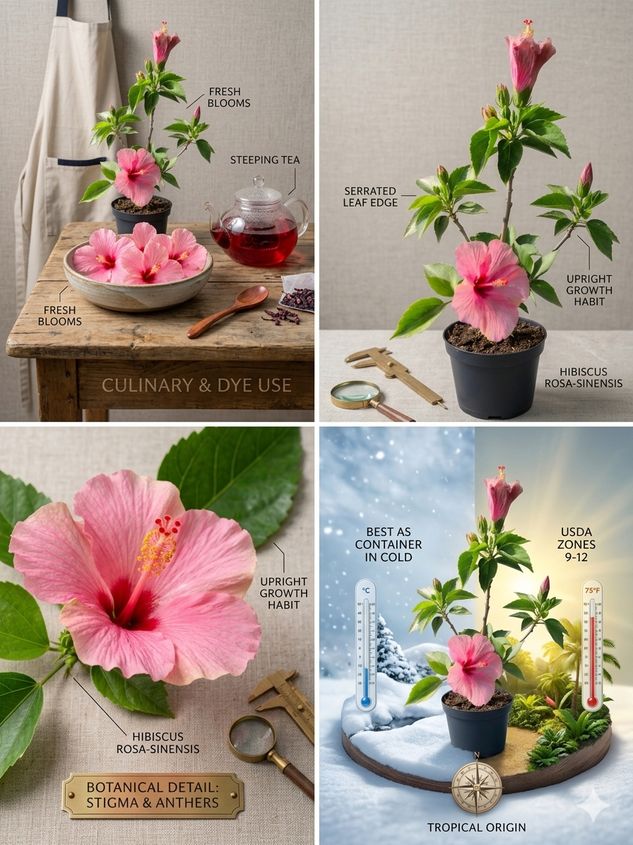 Hibiscus Live Plant (Hibiscus rosa-sinensis) – Tropical Flowering Shrub with Large Pink Blooms, Ornamental Outdoor Garden & Patio Plant