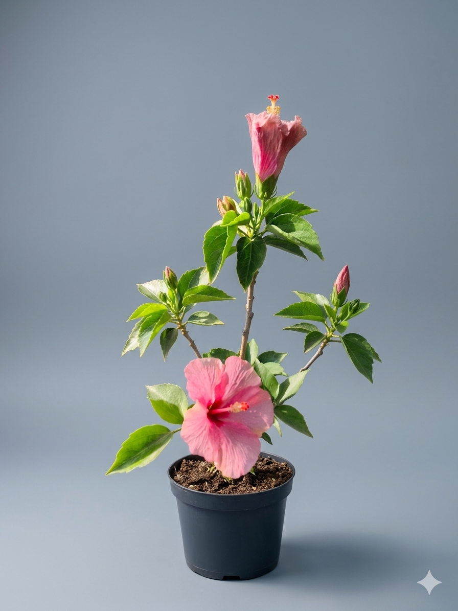 Hibiscus Live Plant (Hibiscus rosa-sinensis) – Tropical Flowering Shrub with Large Pink Blooms, Ornamental Outdoor Garden & Patio Plant