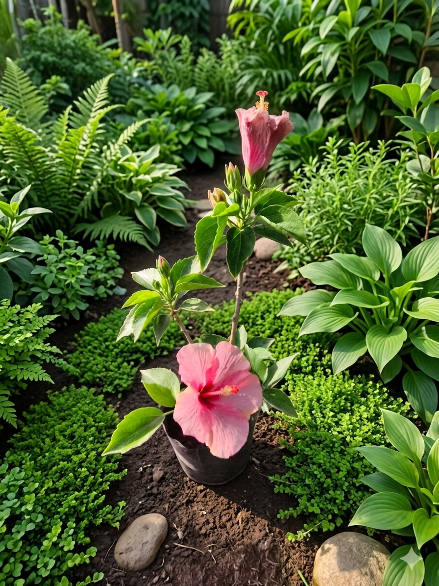 Hibiscus Live Plant (Hibiscus rosa-sinensis) – Tropical Flowering Shrub with Large Pink Blooms, Ornamental Outdoor Garden & Patio Plant