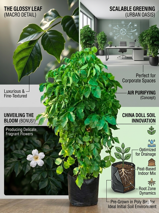 China Doll Plant Live (Radermachera sinica) – Evergreen Indoor Air Purifying Houseplant, Glossy Foliage Plant for Home, Office & Living Room Décor