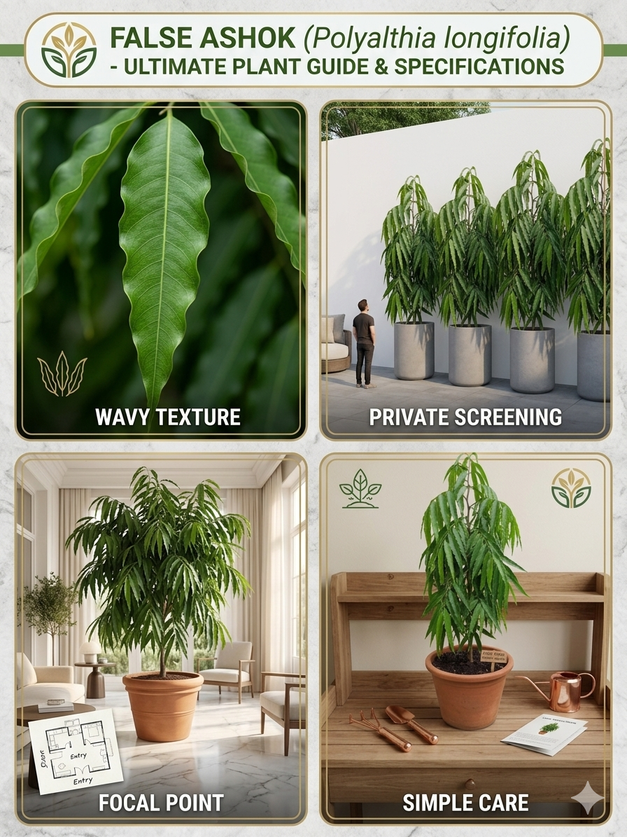 medium size False Ashok (Polyalthia longifolia) Live Plant | Evergreen Ornamental Tree | Fast Growing Privacy & Landscape Plant | Low Maintenance Outdoor Plant | Nursery-Grown Live Plant