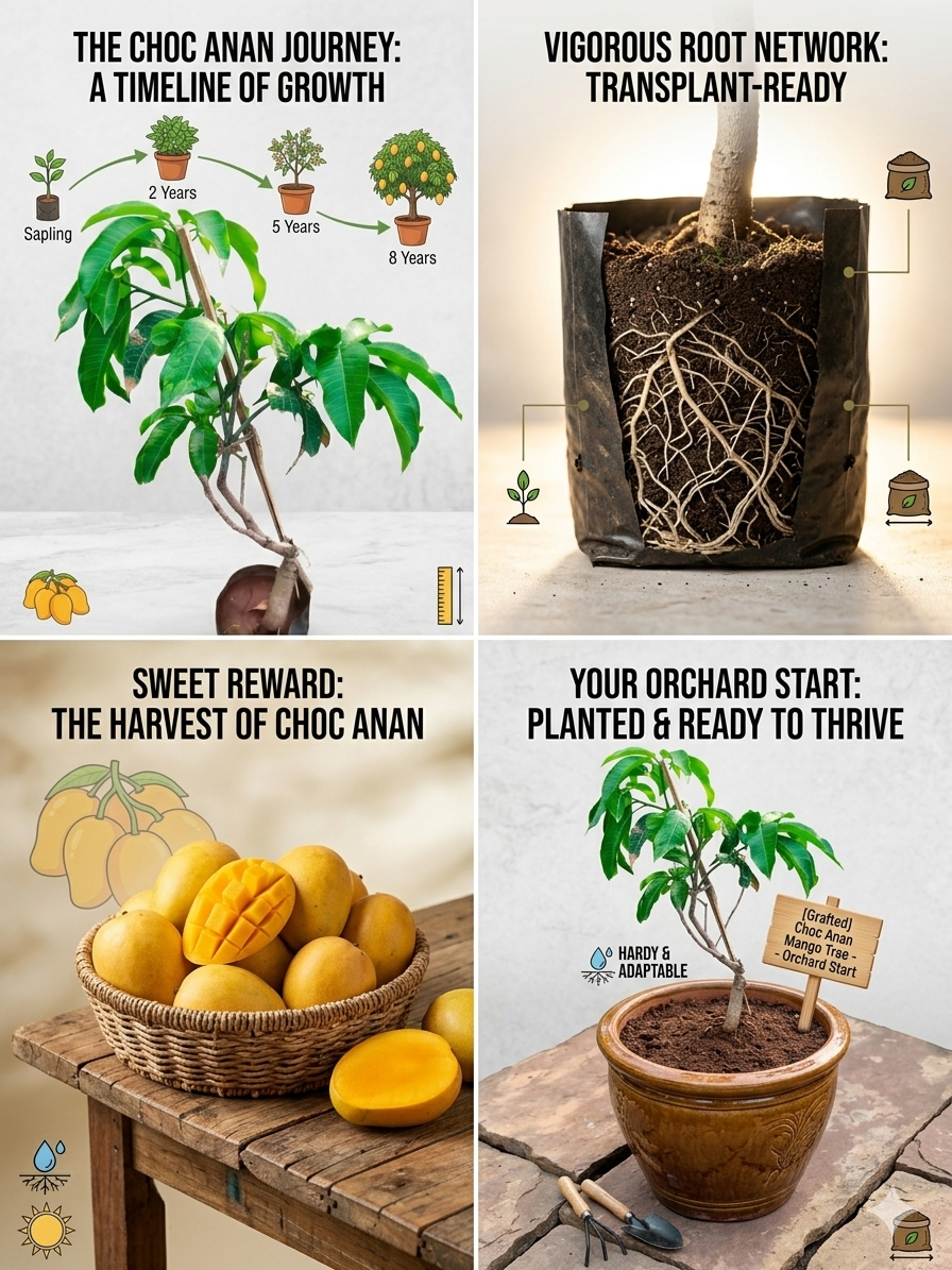 Mango Live Grafted Plant (Choc Anan Variety) | High Yielding Mango Tree Sapling | Premium Nursery Grown Fruit Plant