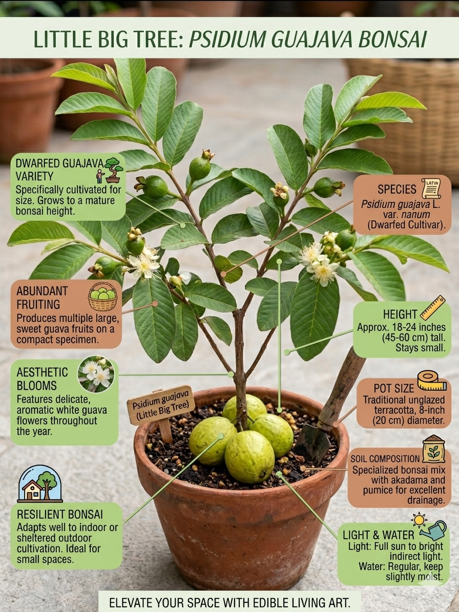 Guava Bonsai Live Plant (Psidium guajava) | Dwarf Fruit Bearing Bonsai Tree | Ornamental & Edible Indoor Outdoor Plant | Nursery-Grown Live Bonsai in Pot