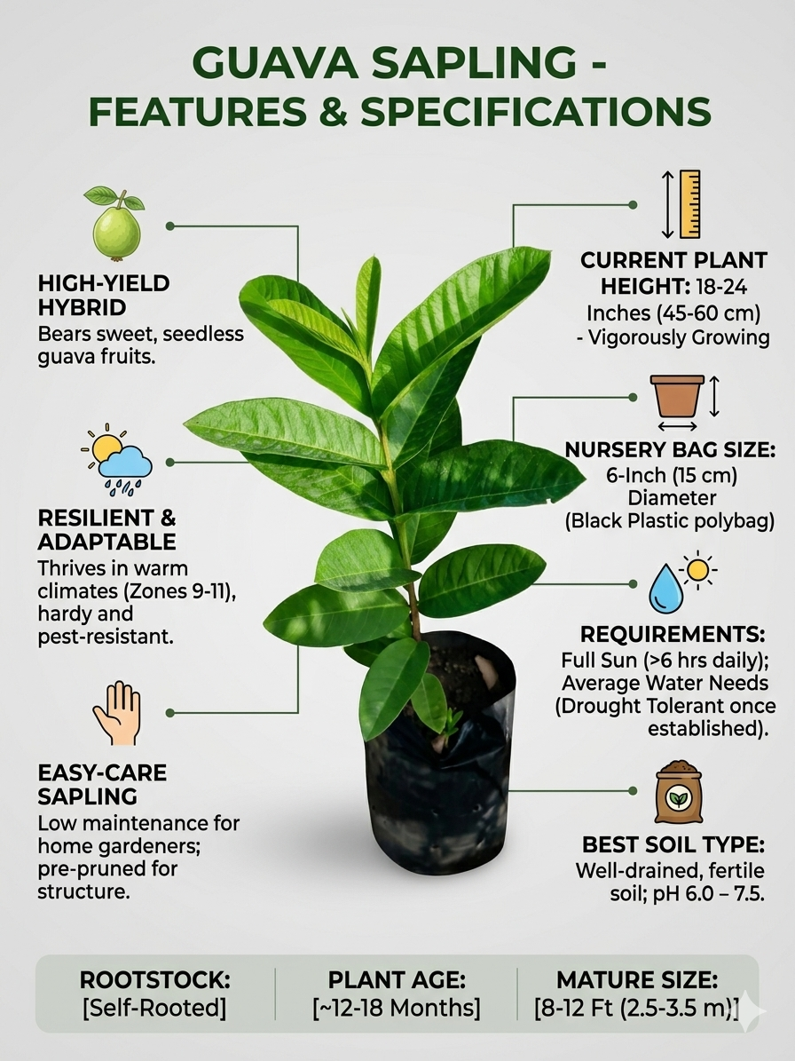 Guava Bonsai Live Plant (Psidium guajava) | Dwarf Fruit Bearing Bonsai Tree | Ornamental & Edible Indoor Outdoor Plant