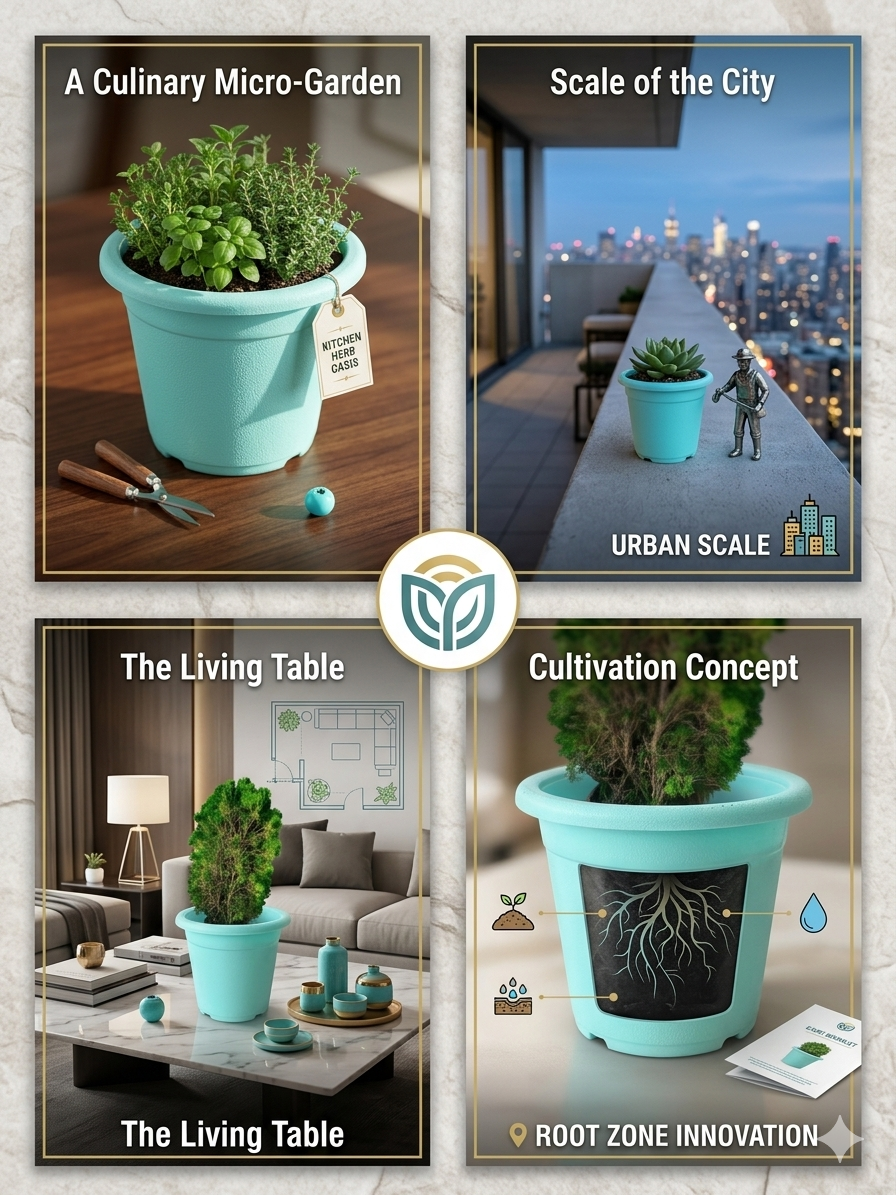 Cyan Plastic Plant Pot for Indoor & Outdoor Plants | 4 Litre Capacity | Lightweight UV Resistant Garden Planter | Drainage Holes for Healthy Roots | Decorative Plastic Gamla | 20 cm