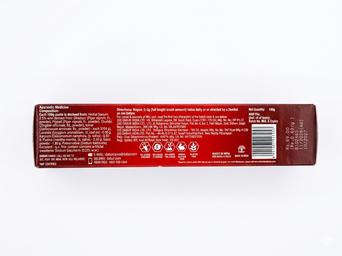 Dabur Red Gel Toothpaste 100g | Ayurvedic Gel Toothpaste with 13 Herbal Ingredients | Helps Fight Plaque, Freshens Breath & Supports Gum Care | Daily Oral Care Toothpaste