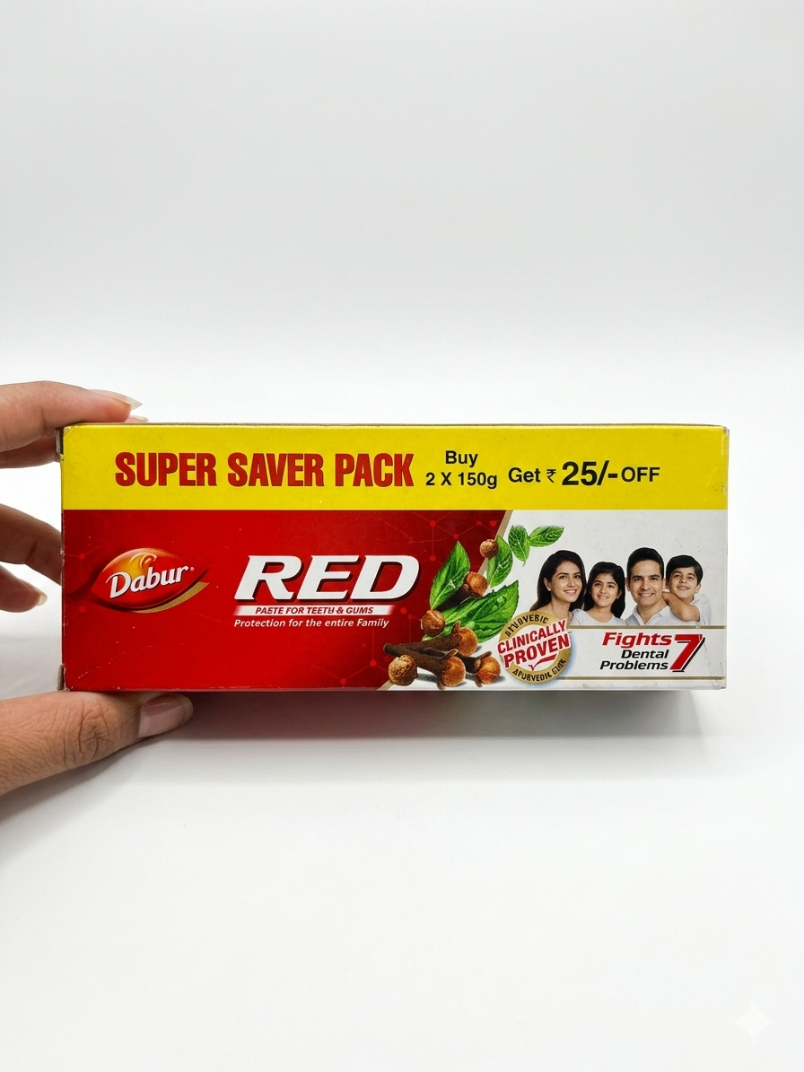 Dabur Red Ayurvedic Toothpaste 150g with Free Cinthol Soap 50g, Herbal Toothpaste for Strong Teeth & Healthy Gums, Natural Whitening, Fresh Breath & Plaque Protection