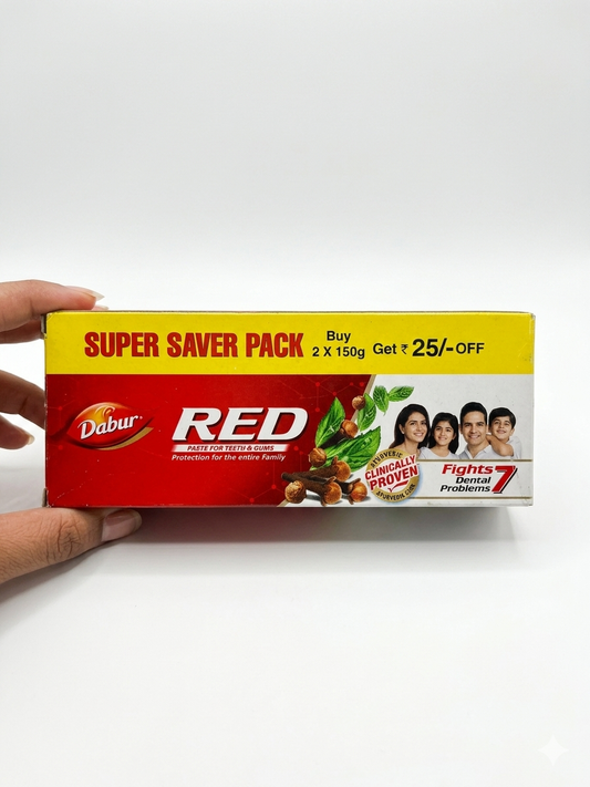 Dabur Red Ayurvedic Toothpaste 150g with Free Cinthol Soap 50g, Herbal Toothpaste for Strong Teeth & Healthy Gums, Natural Whitening, Fresh Breath & Plaque Protection