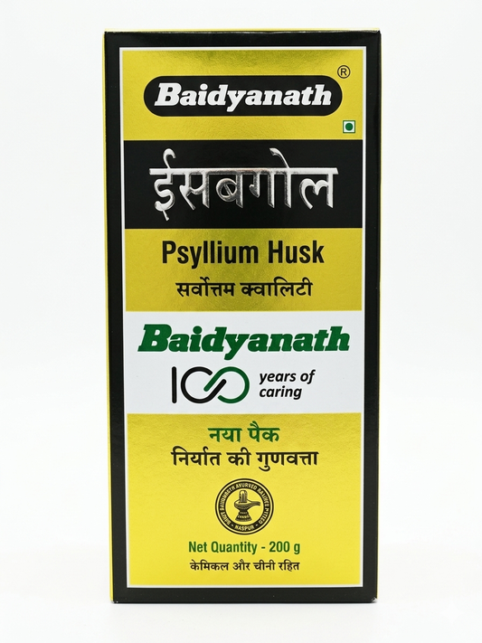 Baidyanath Isabgol Psyllium Husk 200g, Natural Dietary Fiber Supplement for Digestive Health, Constipation Relief, Sugar Free Ayurvedic Psyllium Husk (Plantago Ovata)